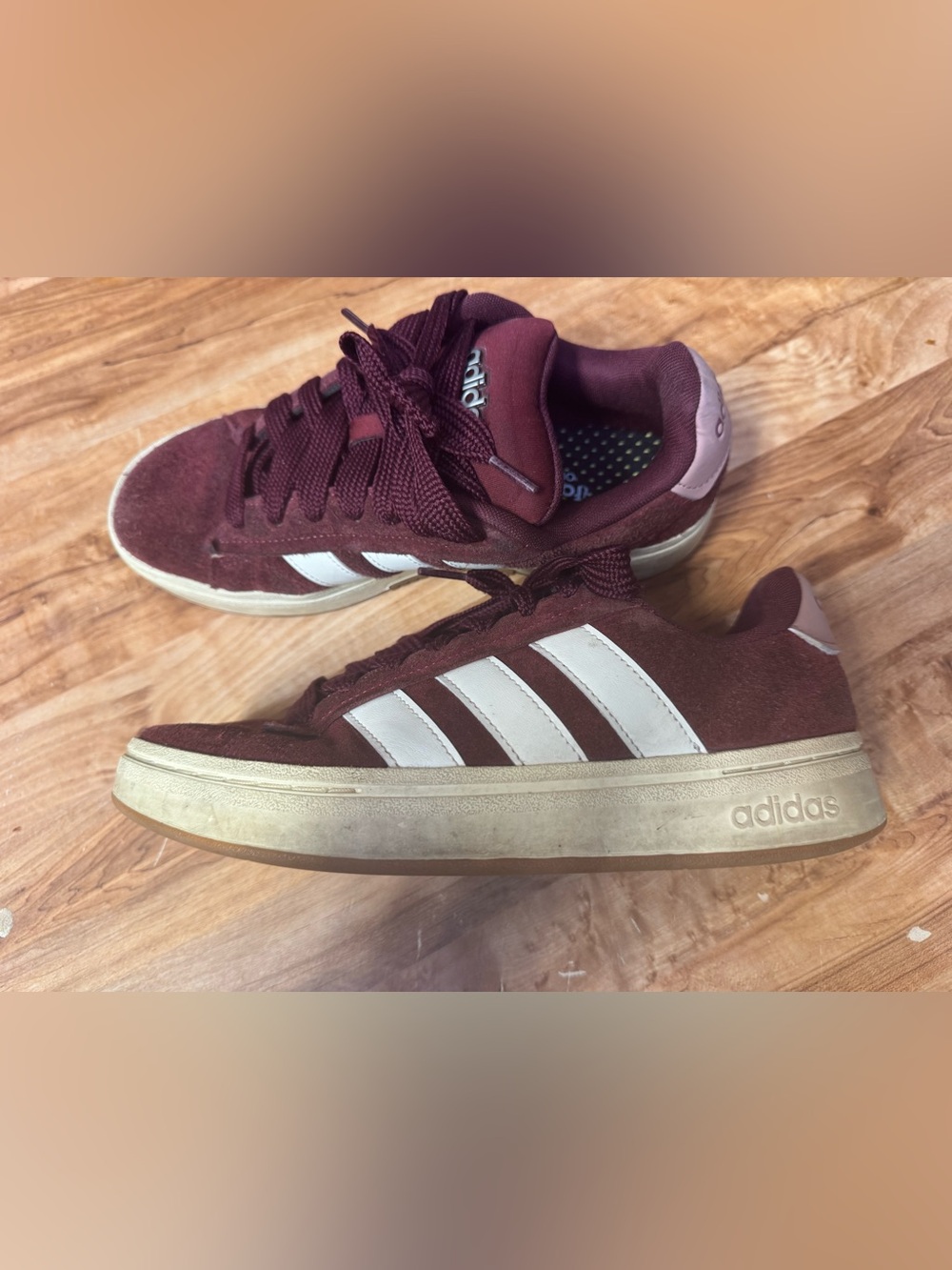 adidas Burgundy Athletic Sneakers with White Accents